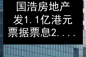 国浩房地产发1.1亿港元票据 票息2.5%（运营资金）